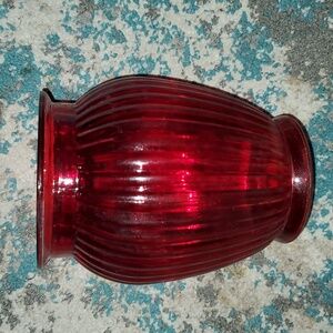 Red Glass Ribbed Flower Vase